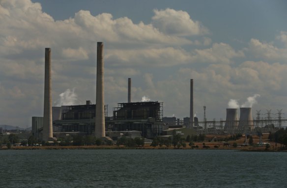 AGL's Liddell power station next to Lake Liddell, its main source of water.