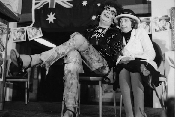 Barry Humphries as Dame Edna Everidge, pictured in the 1980s.