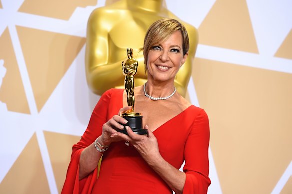 Allison Janney, winner of the Oscar for best performance by an actress in a supporting role for <i>I, Tonya</i>, poses in the press room.