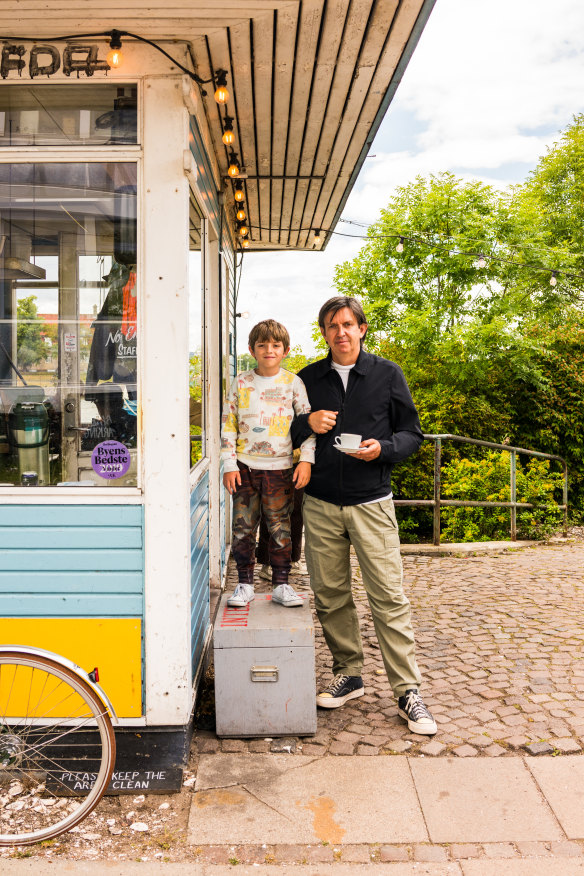 Andrew McConnell and his son, Henry, at La Banchina in Copenhagen.