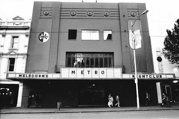 The Metro Nightclub on Bourke Street, Melbourne, in 1989. 