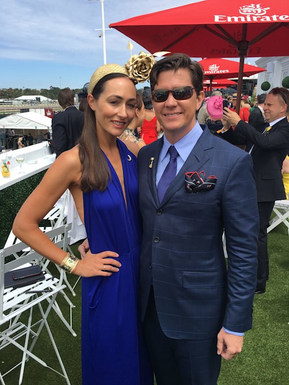 Gemma and John Hancock (Gina Rinehart's son) in the Emirates marquee.