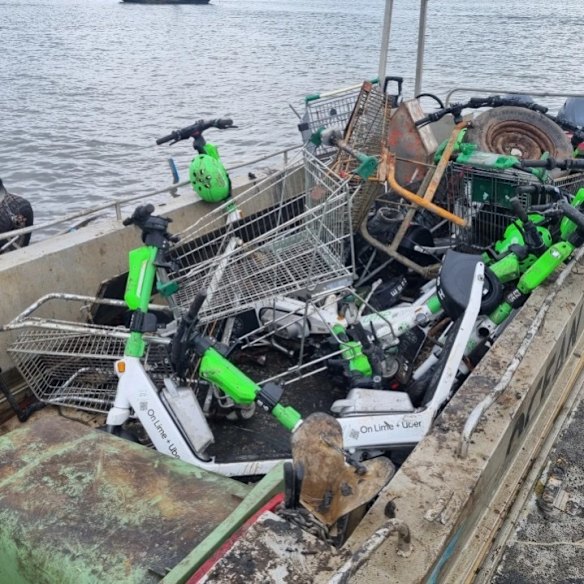 A haul from Ocean Crusaders, which says it also finds trolleys, bikes and helmets. 