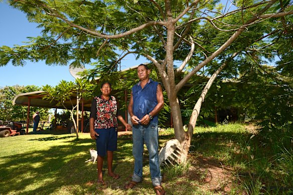Delma and Alfonso Cox at their remote outstation home called Gnylmarung on the Dampier Peninsula.