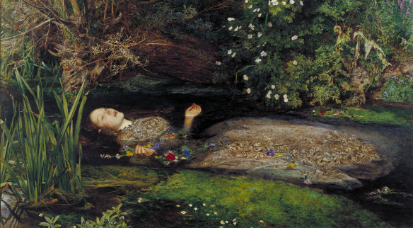 John Everett Millais, 'Ophelia', 1851-52, oil on canvas, 76.2 x 111.8cm, Tate collection, presented by Sir Henry Tate, 1894.
