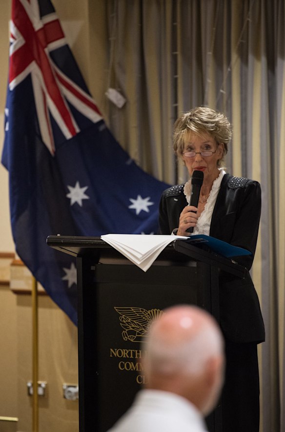 Writer Gabrielle Lord (described as Australia's first lady of crime) speaks.
