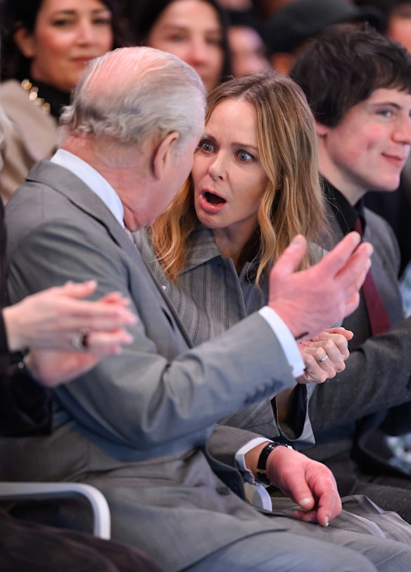 King Charles and Stella McCartney attend the first day of London Fashion Week following Mountbatten-Windsor’s arrest.