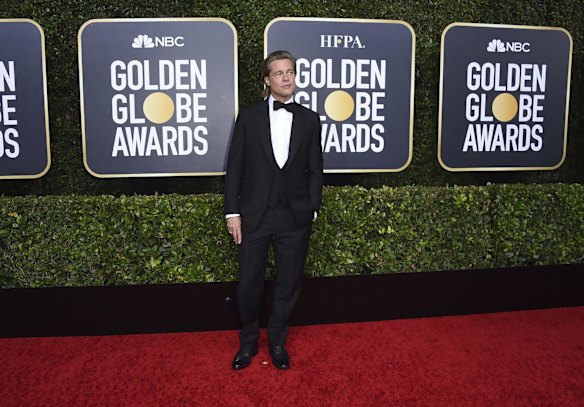Brad Pitt arrives at the 77th annual Golden Globe Awards.