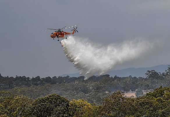 Water is dropped on the fire. 