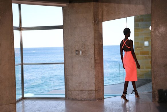 Models showcase Myer's spring collections at a private home in Coogee. 