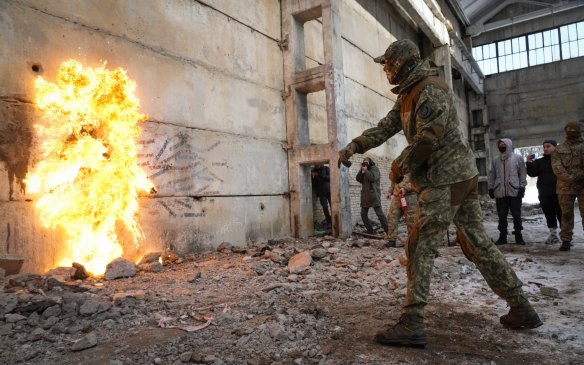 Ukrainian civilians are preparing for the event of a Russian invasion.