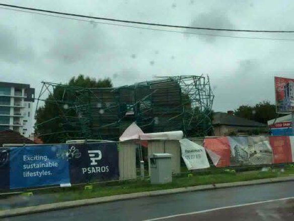 The storm tore down scaffolding at the Sundance apartments in Scarborough.