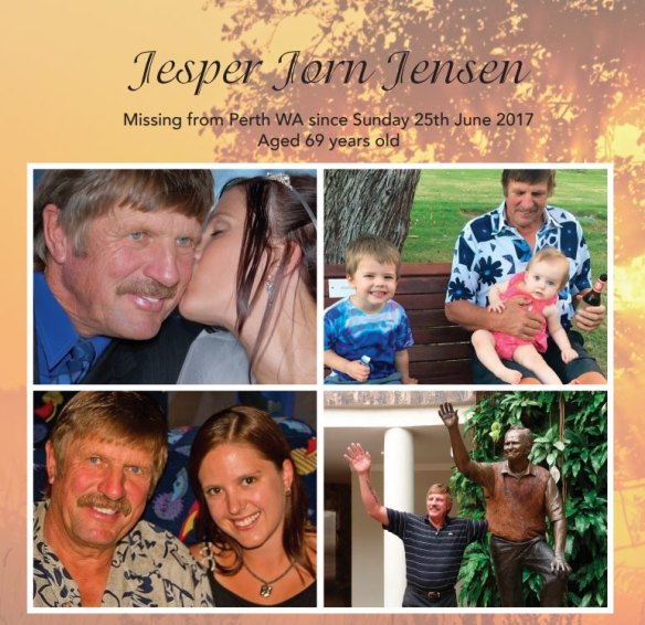 Jesper Jensen's missing persons poster that will be included at the Leave A Light On event.