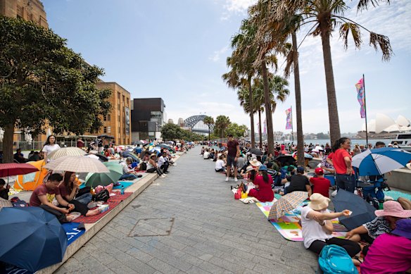 Thousands wait for the the fireworks on Circular Quay.