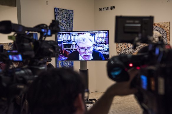 Winner of the 2021 Archibald award artist Peter Wegner who won with his portrait of Guy Warren.