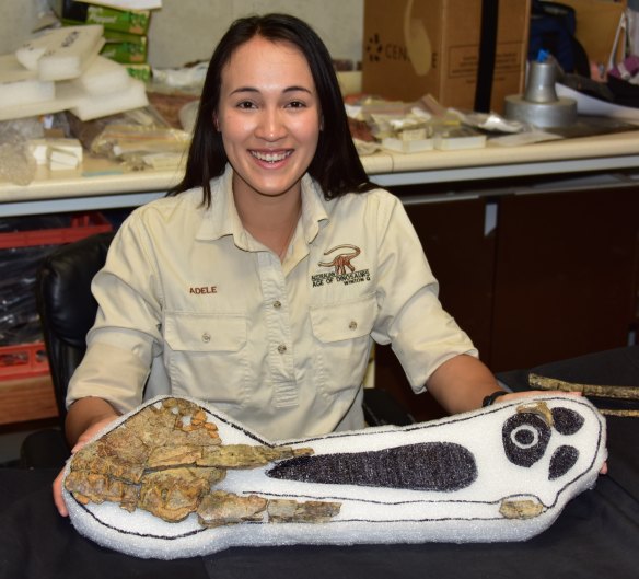 Adele Pentland with the Iron Dragon's skull