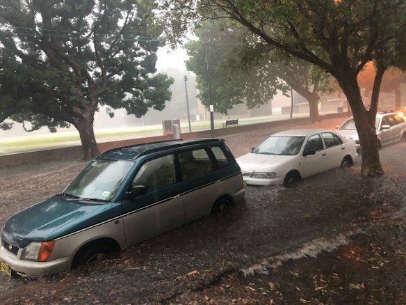 The rain caused flash flooding in Glebe this morning.