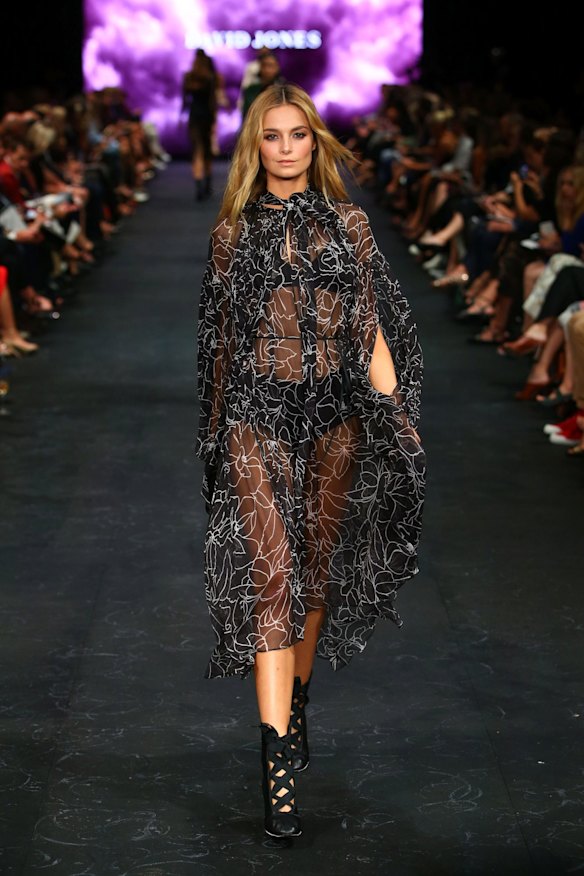 Bridget Malcolm showcases designs by Lover on the runway at the David Jones Autumn Winter 2017 Collections Launch at St Mary's Cathedral Precinct, Sydney, on February 1, 2017.