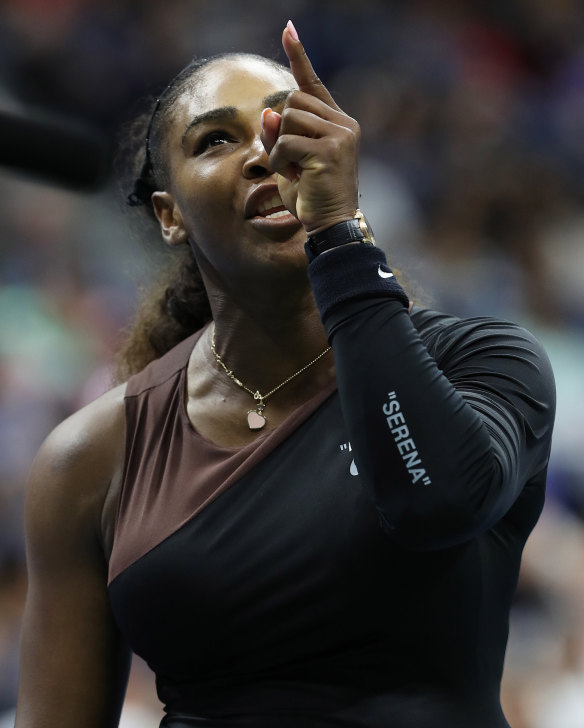 Serena Williams argues with chair umpire Carlos Ramos.