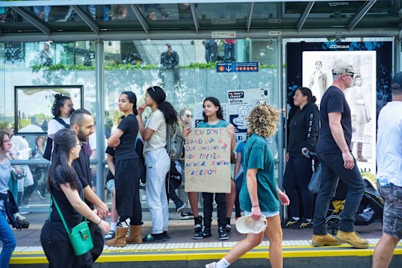 People protesting against the Pandemic Bill in Melbourne on Saturday 27 November 2021. 