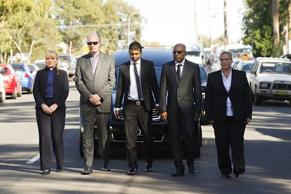 Myruan Sukumaran's brother Chinthu leads the hearse into the church. 