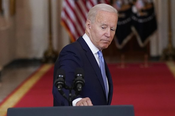 President Joe Biden turns to leave the podium after speaking about the end of the war in Afghanistan on August. 31, 2021.