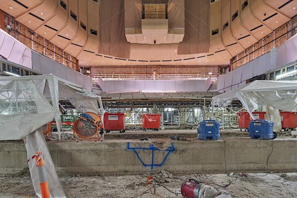 Concert Hall stage: Before the concrete can be poured, the site needs to be prepared and cleared to make way for new stage technology, including automated stage risers that will improve sightlines for audiences.