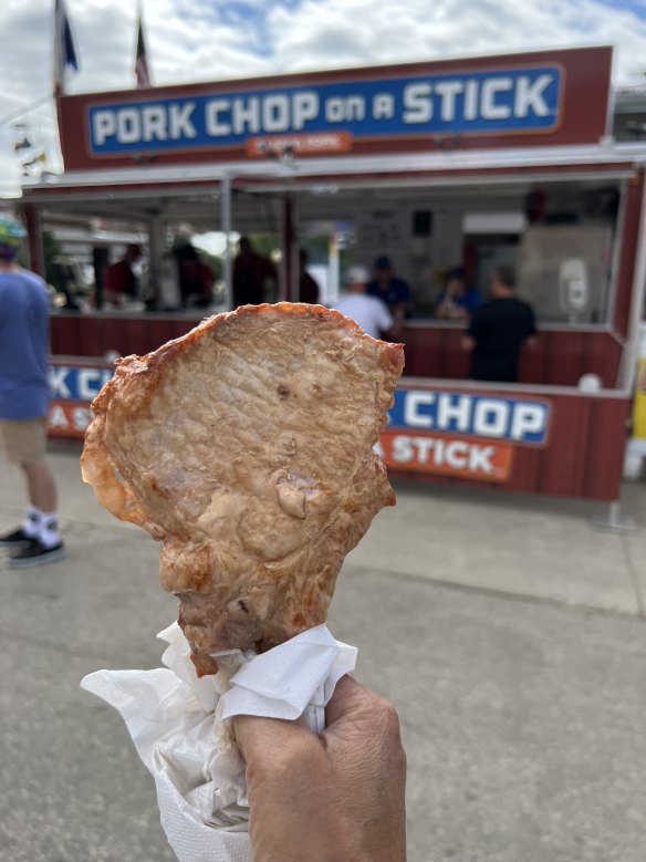 The famous Pork Chop on a Stick at the Iowa State Fair.