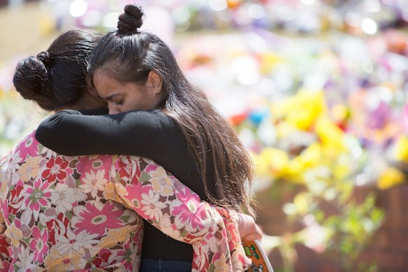 BRISBANE, AUSTRALIA - OCTOBER 28: People lay tribute at Dreamworld whilst a private memorial service was held inside Dreamworld on October 28, 2016 in Brisbane, Australia. (Photo by Tammy Law/Fairfax Media)