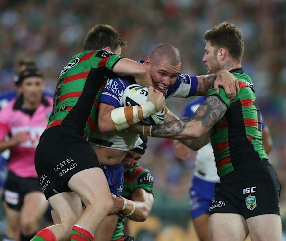 David Klemmer in action for the Bulldogs during the  2014 NRL Grand Final.