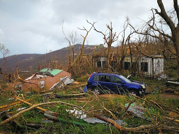Storm damage in the aftermath of Hurricane Irma in Tortola, in the British Virgin Islands. 