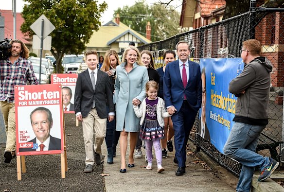 Opposition leader Bill Shorten voting in his federal seat of Marribyrnong in Melbourne's north.