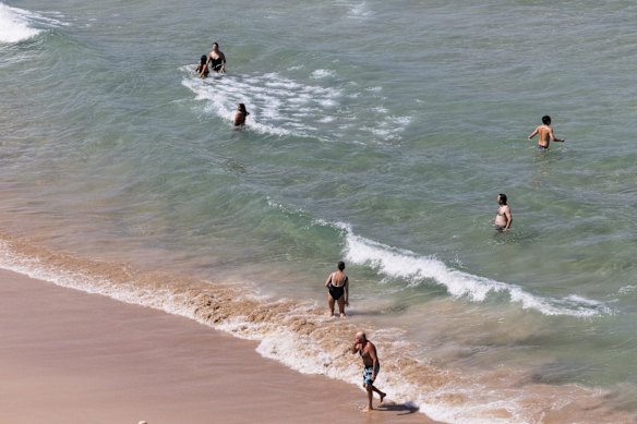 A busy Bondi Beach on the last weekend before lockdown ends.