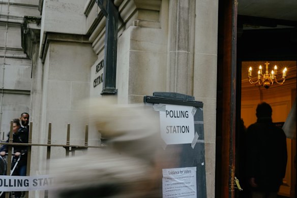 Methodist Central Hall Polling Station, Westminster.