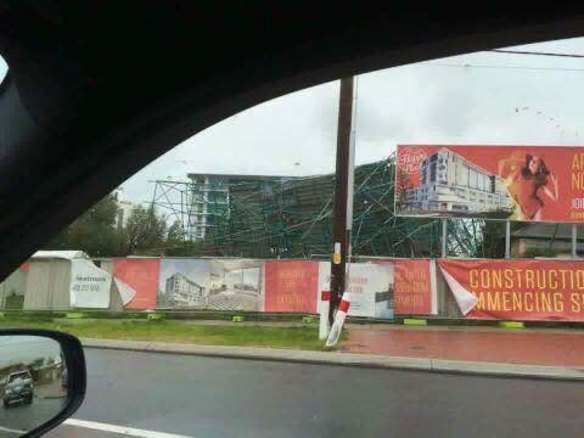 The storm tore down scaffolding at the Sundance apartments in Scarborough.