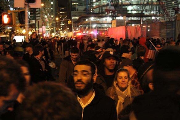 Spontaneous crowds gather at the World Trade Centre.