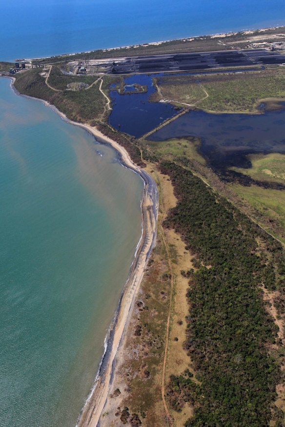 The coal deposits can be clearly seen on the beaches next to the facility.