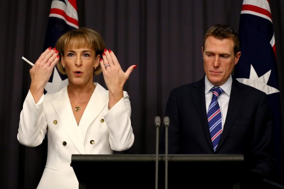 Michaelia Cash and Christian Porter, her predecessor as attorney-general, in 2016.