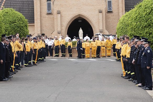 NSW RFS Guard of Honour formed to pay tribute to Andrew O'Dwyer.