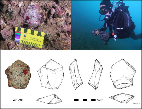 The sharpened stone tools are at least 9000 years old - and possibly far, far older.