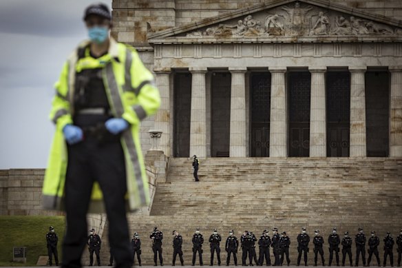 A large police presence was out this morning at the Shrine