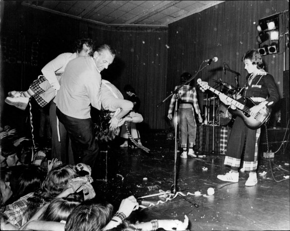 Chaotic scenes from the Bay City Rollers' Sydney concert at the Hordern Pavilion on December 4, 1975. 