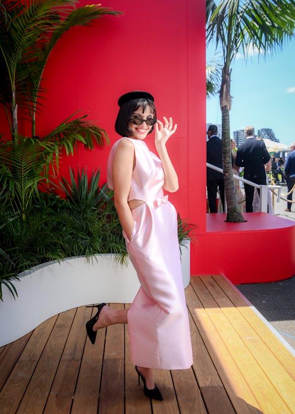 Birdcage ambassador Sarah Ellen in Effie Kats on Oaks Day.