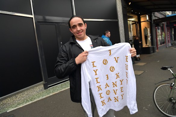 Shoppers queuing up for the Pablo by Kanye West pop up store in Fitzroy. 