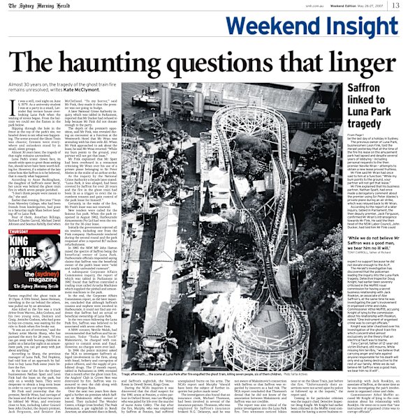 Weekend insight story covering questions regarding the Luna Park fire from May 2007.