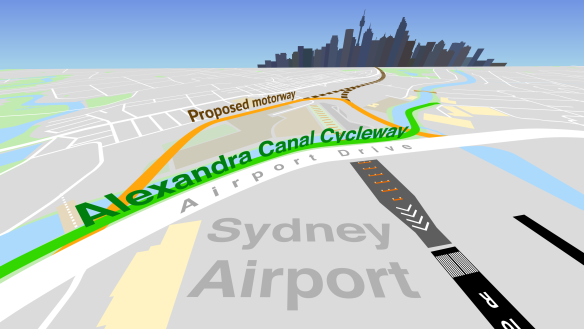 The Alexandra Canal Cycleway and Airport Drive are set to close, to make way for the proposed Sydney Gateway motorway.