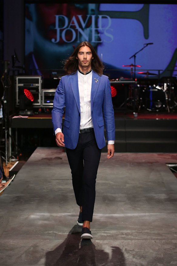 A model showcases designs by Calibre.