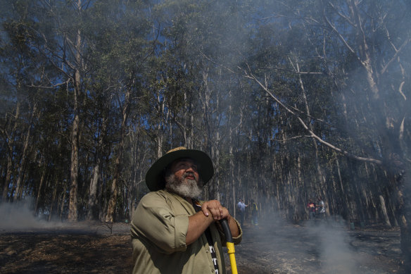 Jason Sharp is one of the local Indigenous men involved in the cultural burning at Bundanon on the NSW South Coast.