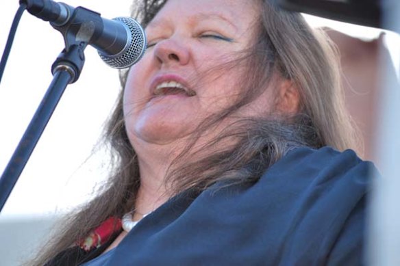 Australia's richest woman, Gina Rinehart, addresses the crowd. Photo: Chalpat Sonti