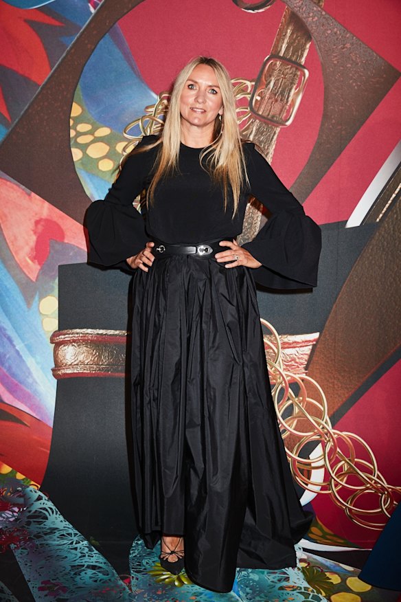 Collette Dinnigan arrives at the MAAS Ball at the Powerhouse Museum, Thursday, February 1, 2018. Photos: Chloe Paul